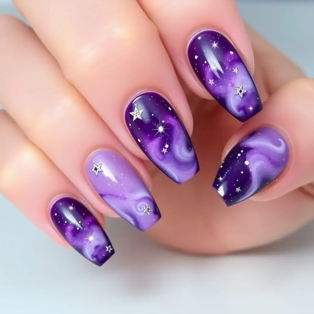 Lavender Galaxy Nails – Cosmic & Dreamy