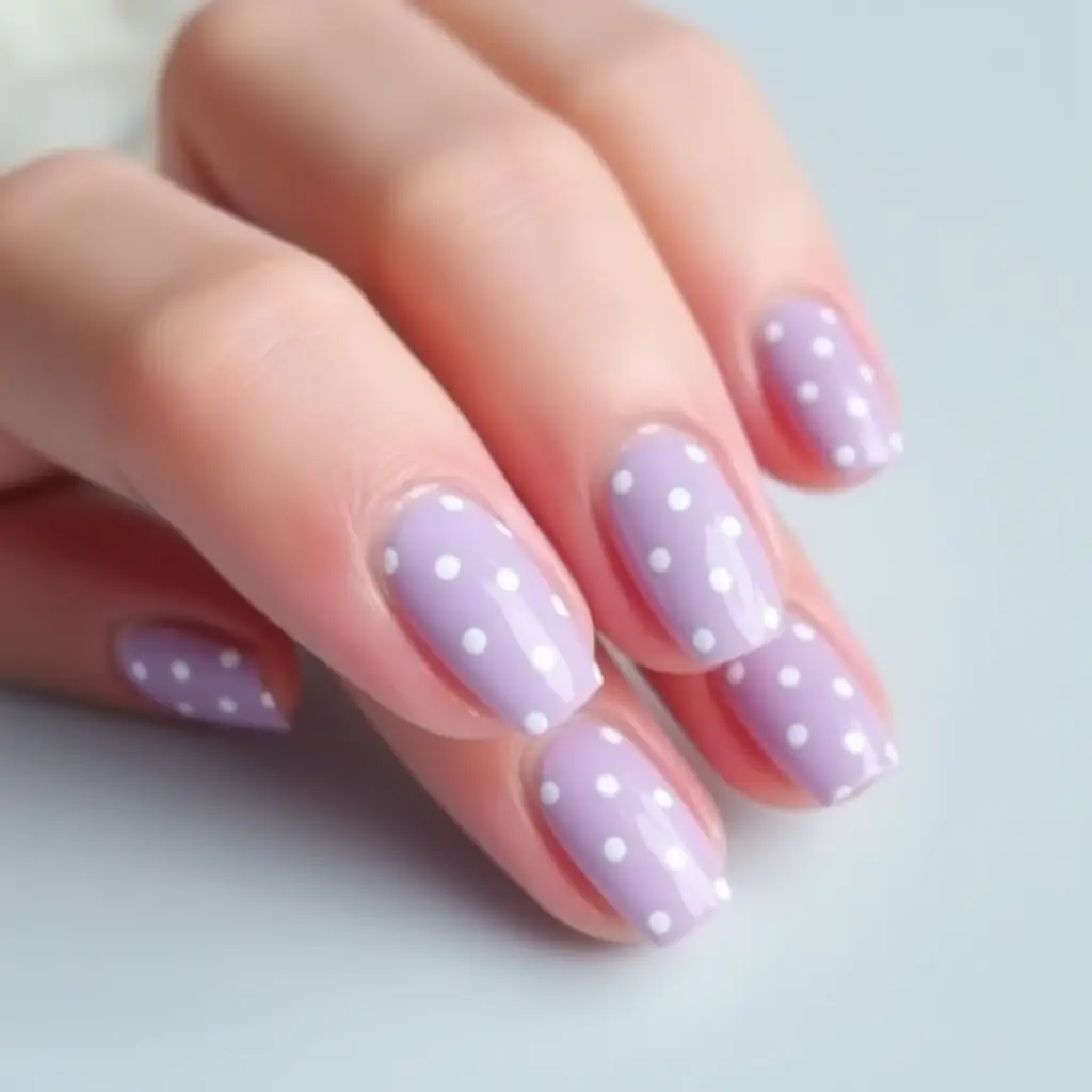 Lavender Polka Dot Nails – Cute & Retro