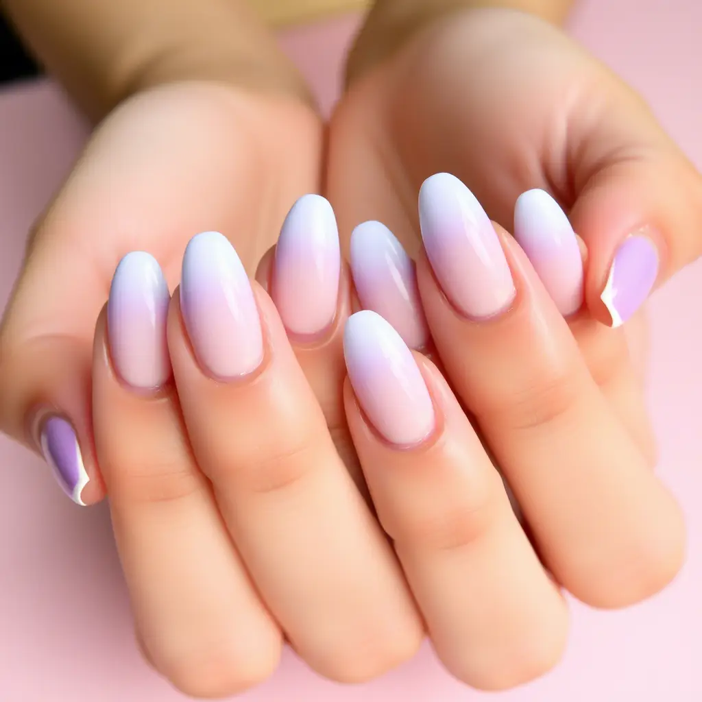 Lavender and Nude Ombre Nails – Soft, Blended Perfection