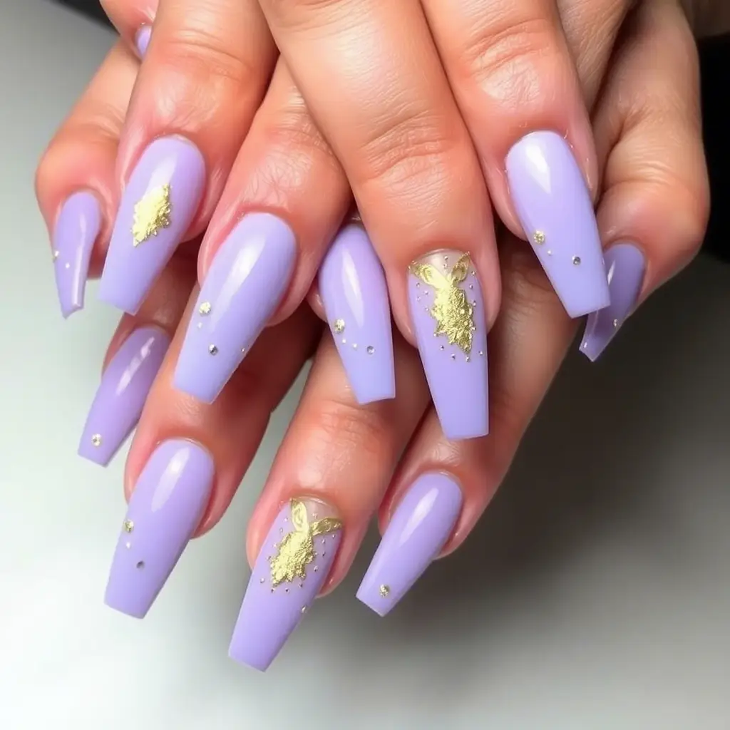  Long Lavender Nails