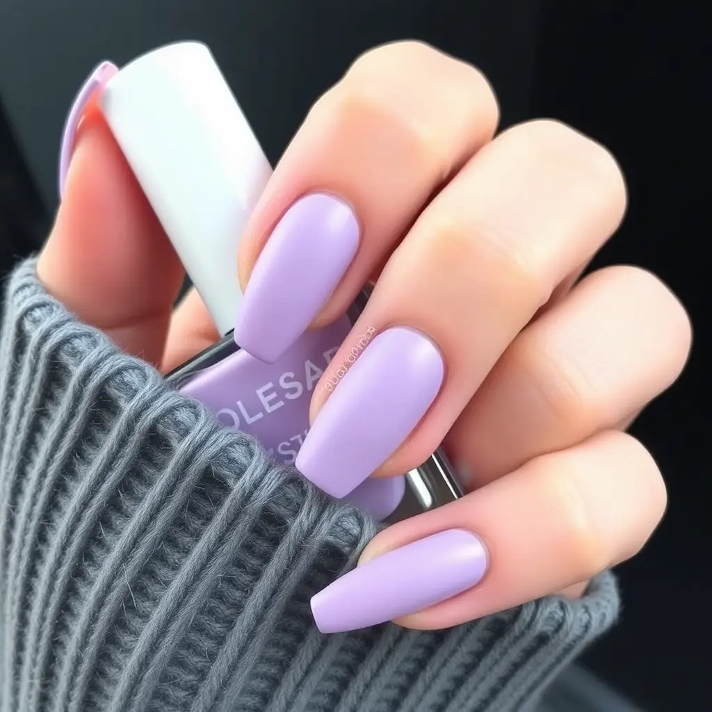 Matte Lilac Spring Nails