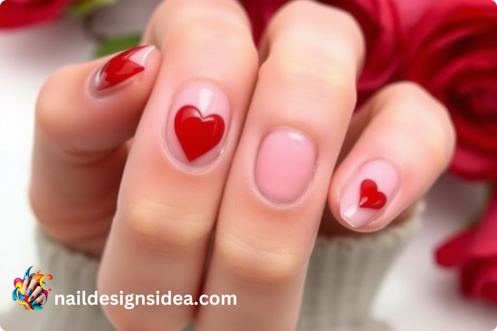 Minimalist Romantic Nails for Valentine Night