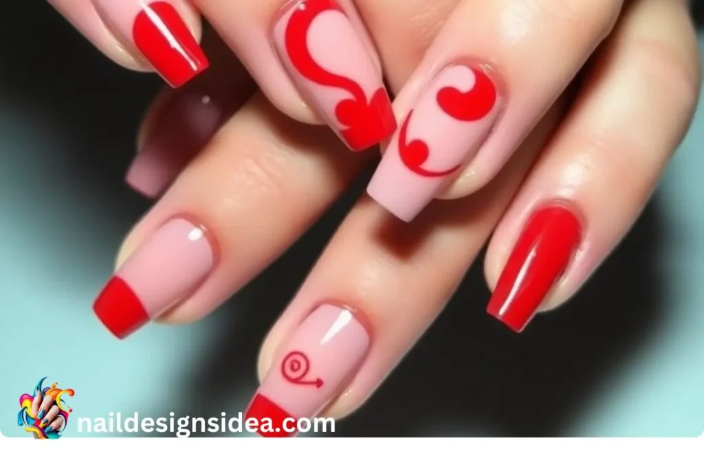 Negative Space Red Nails – Artistic & Unique