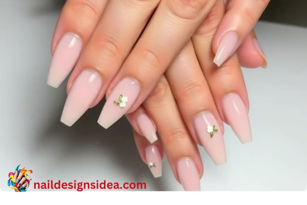 Nude Nails with Floral Accents