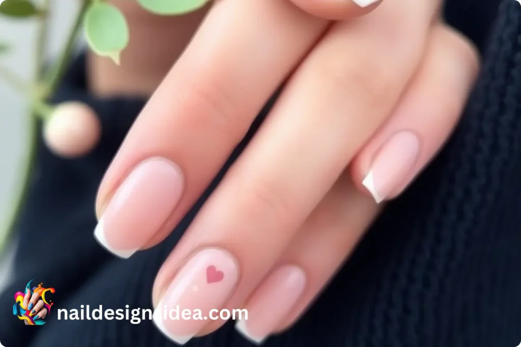 Nude Nails with Tiny Hearts