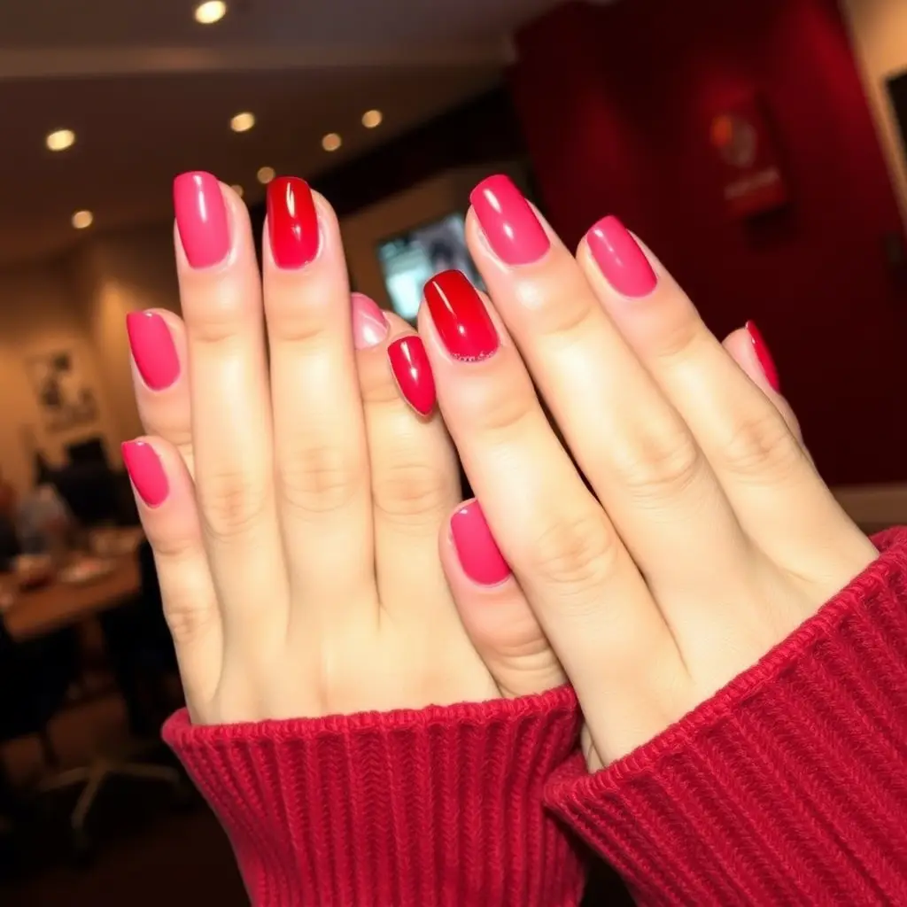 Ombre Red Valentine Nails – Stylish and Modern