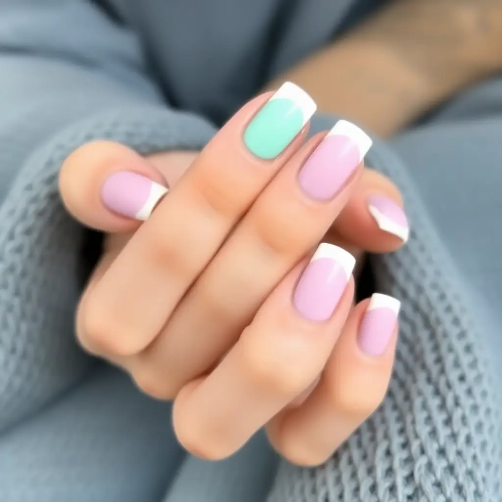 Pastel French Spring Nails
