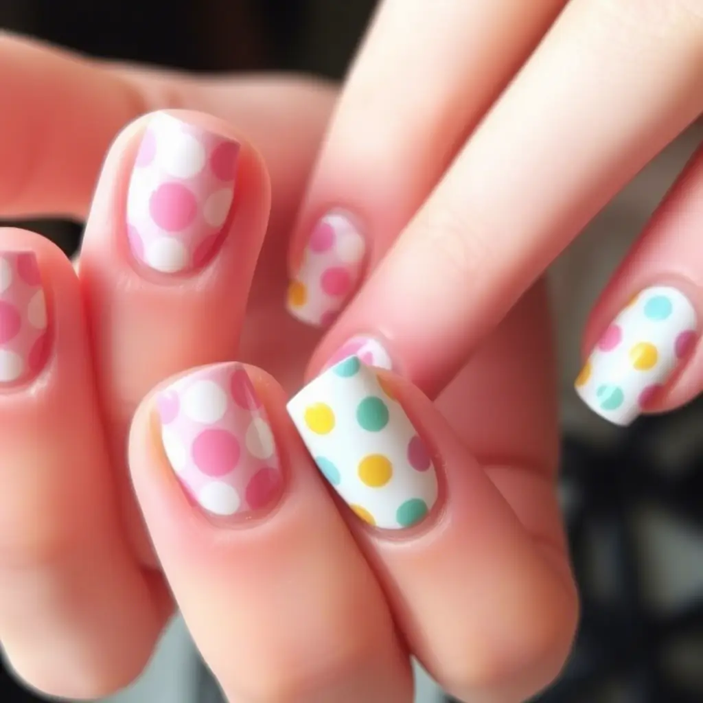 Polka Dot Spring Nail Art