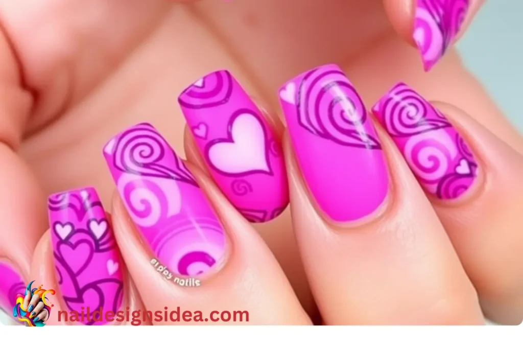 Psychedelic Pink & Purple Nails