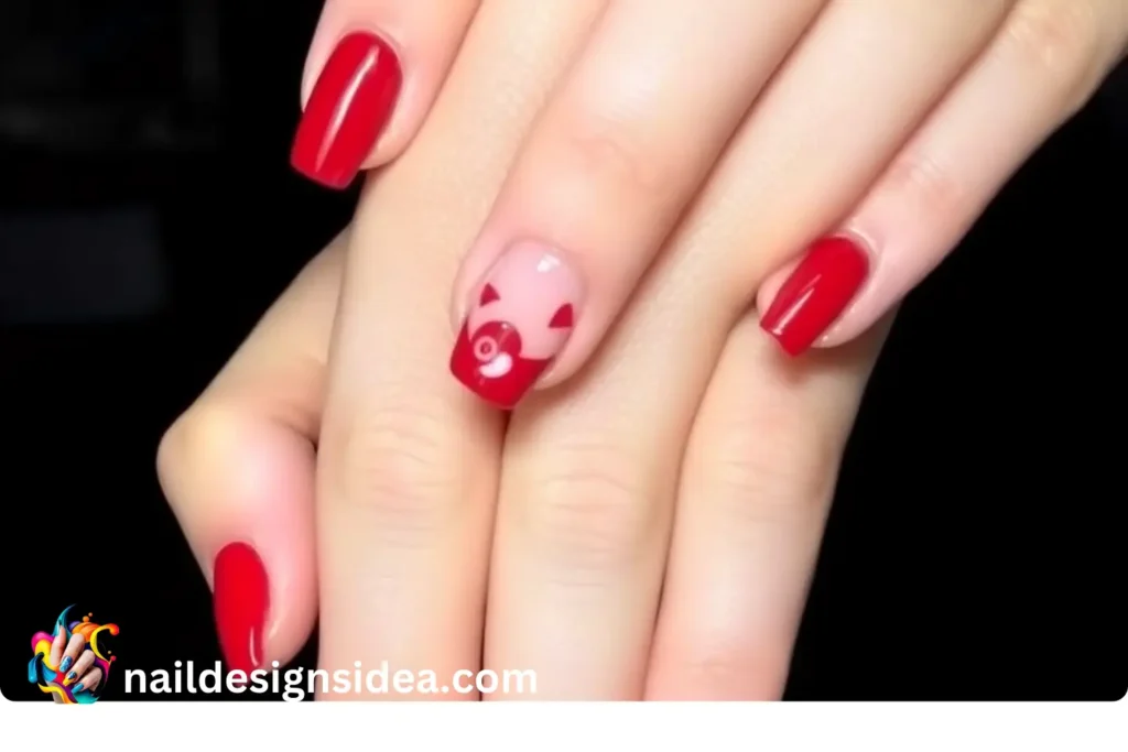 Red Nail Tips with a Clear Base