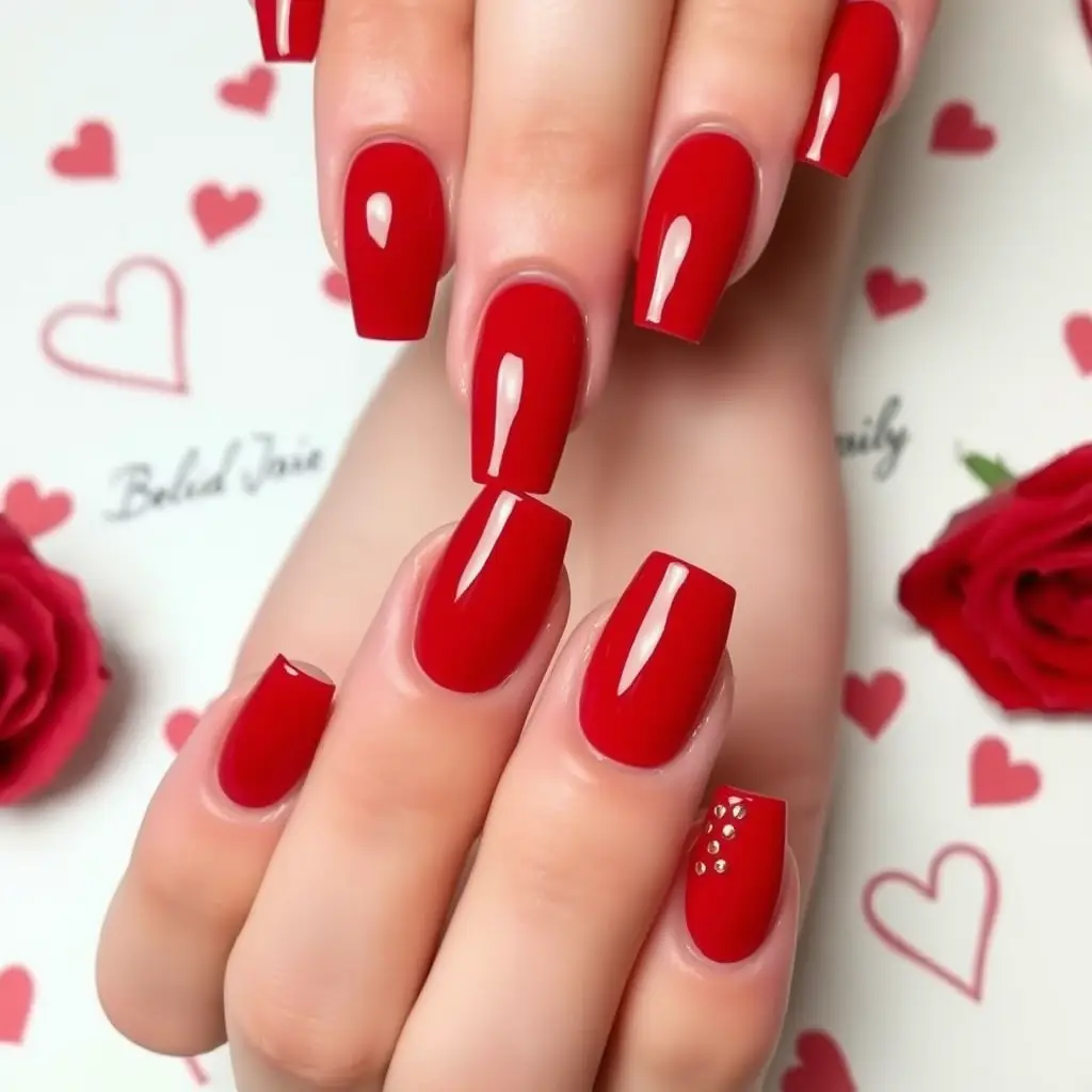 Red Valentine Nail Designs for 14th February