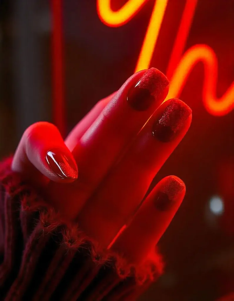 Red Velvet Textured Nails