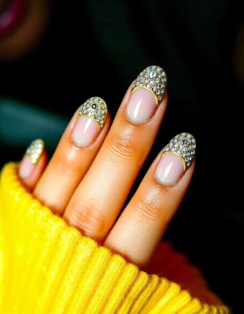 Rhinestone and Glitter French Tips – Keke’s Go-To Glam Look