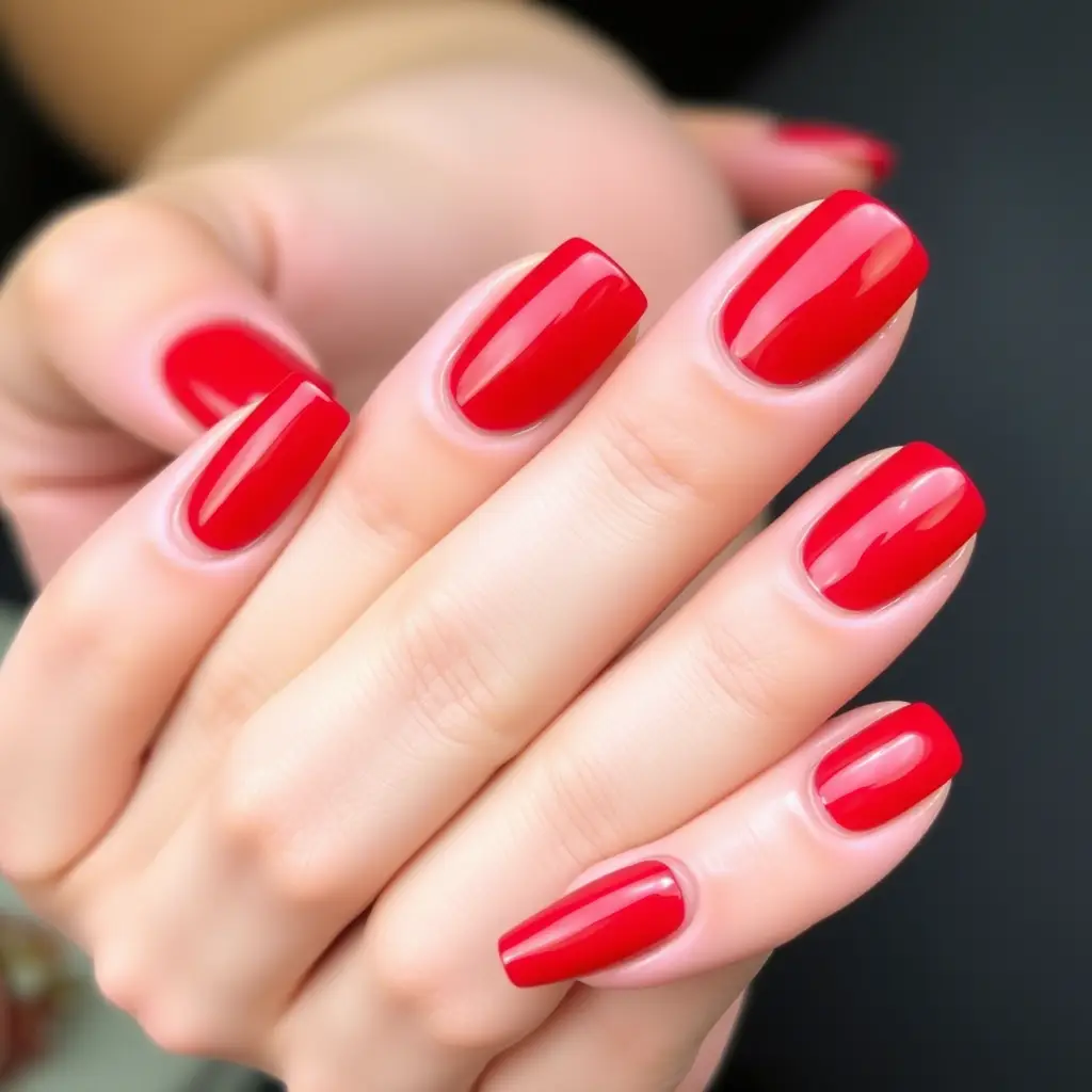 Sheer Red Jelly Nails – Glossy & Natural