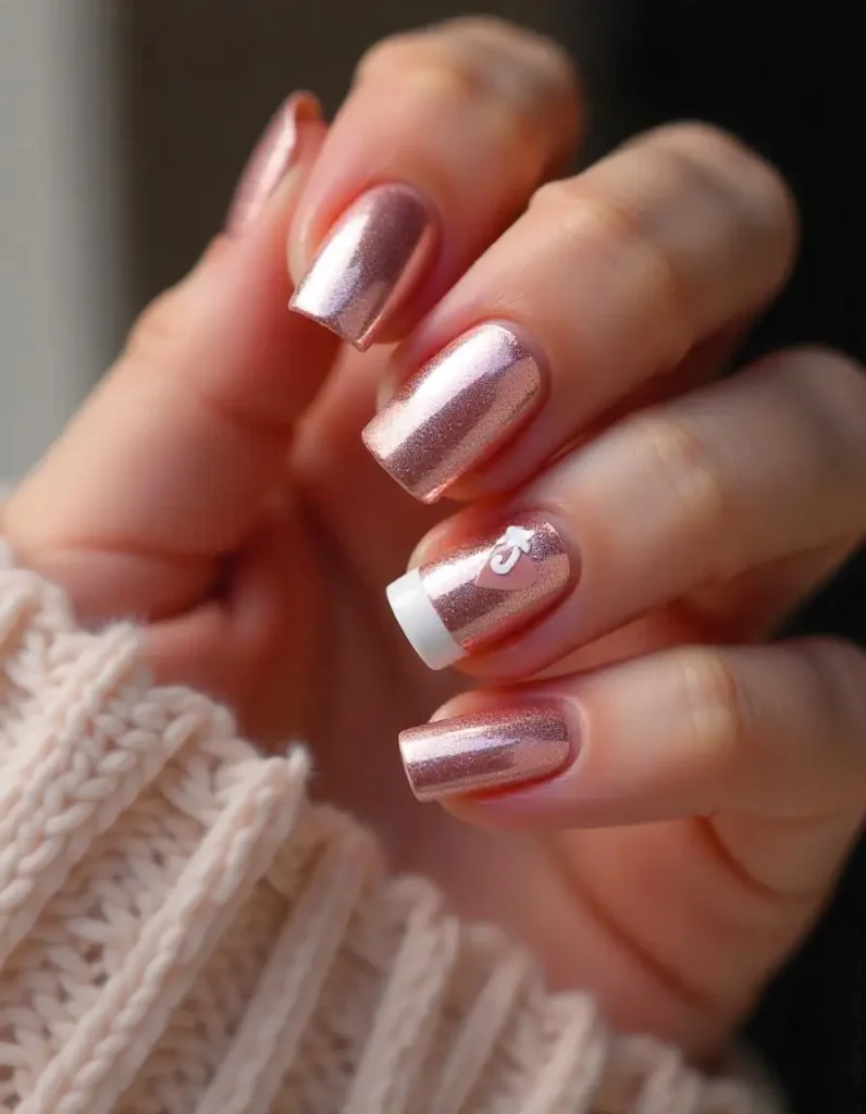 Shimmering Rose Gold Nails