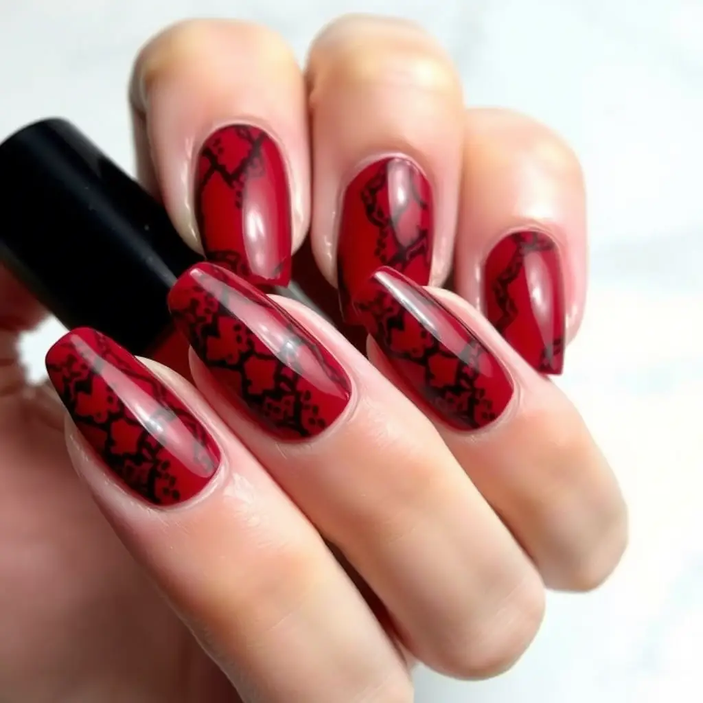 Snake Print Red Nails – Trendy & Bold