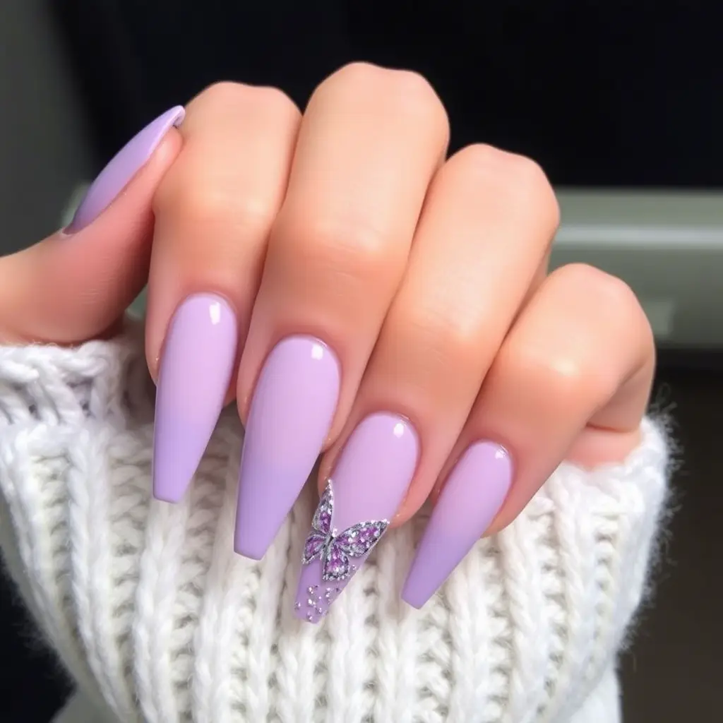 Stiletto Lavender Nails – Dramatic & Glamorous