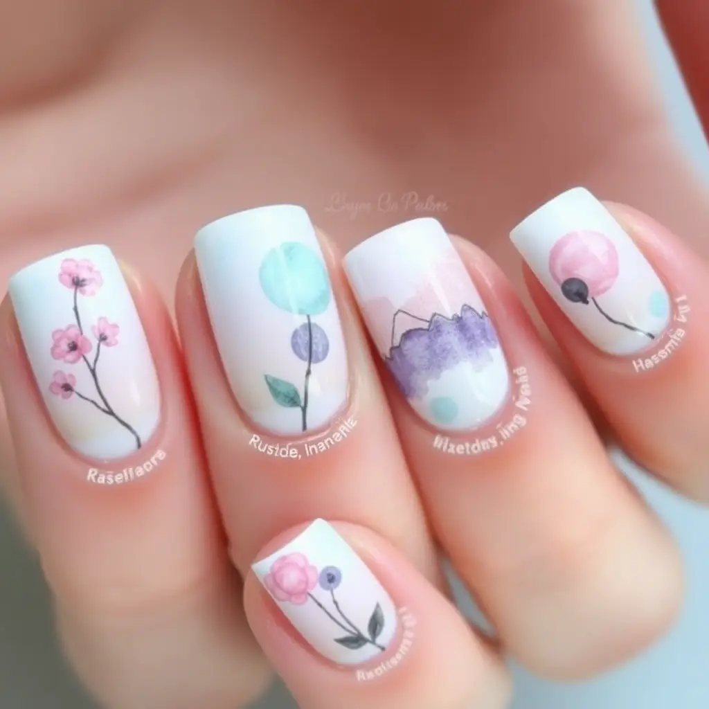 Watercolor Spring Nail Designs