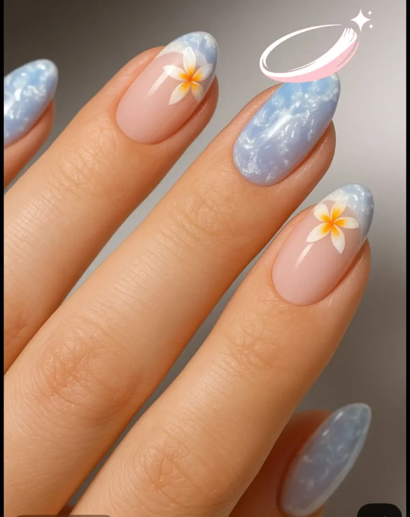 Elegant Boricua nails with milky white and gold accents