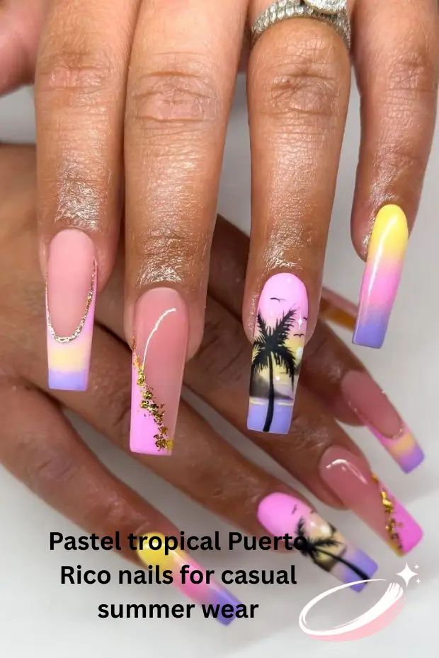 Pastel tropical Puerto Rico nails for casual summer wear