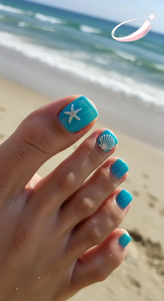 Puerto Rico nails for open-toe shoes with soft coastal color palette