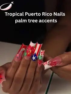 Tropical Puerto Rico nail designs with palm tree accents