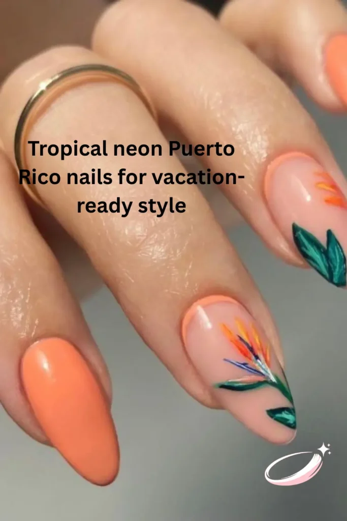 Tropical neon Puerto Rico nails for vacation-ready style