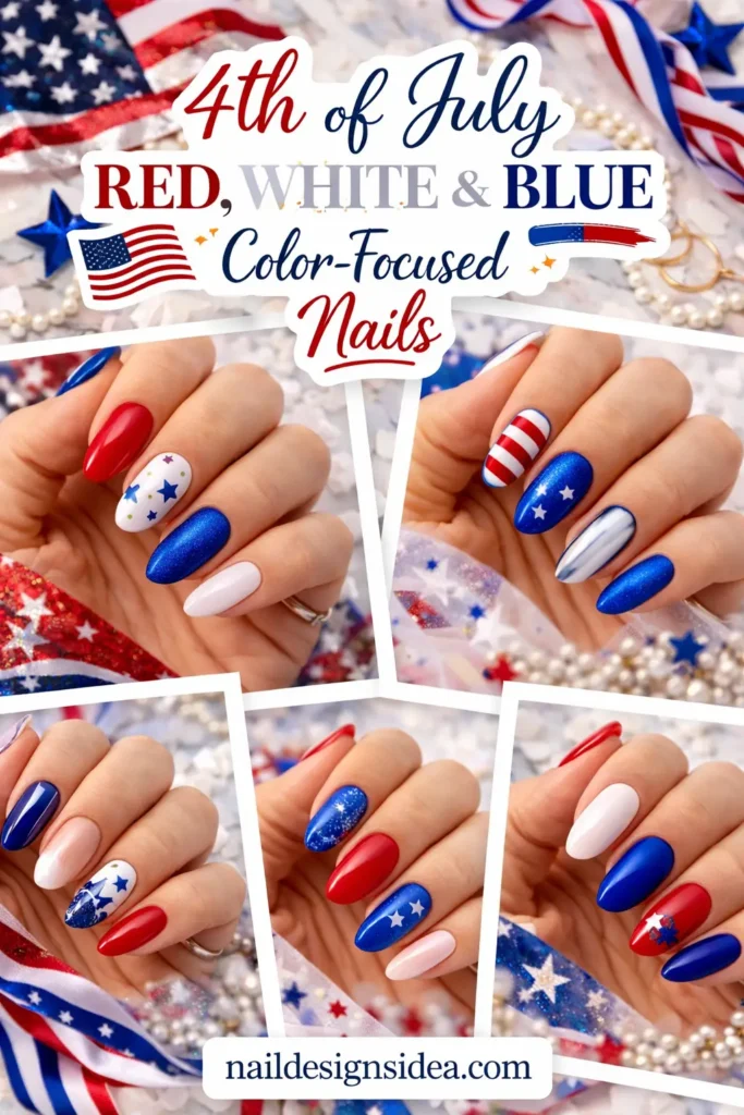4th of July Red, White & Blue Color-Focused Nails