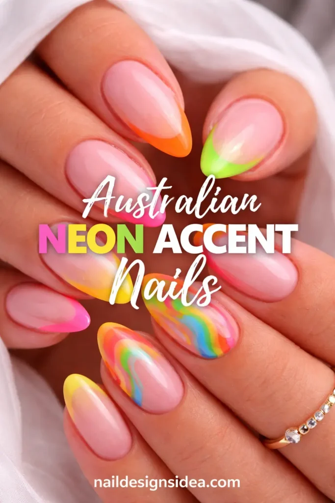 Australian Neon Accent Nails