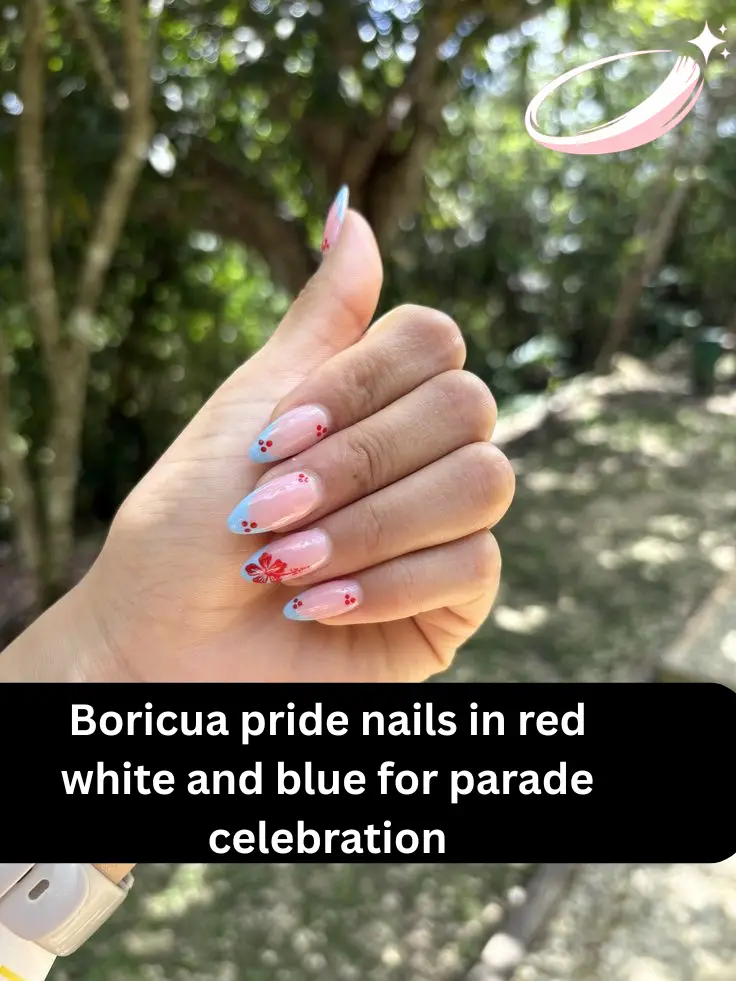 Boricua pride nails in red white and blue for parade celebration