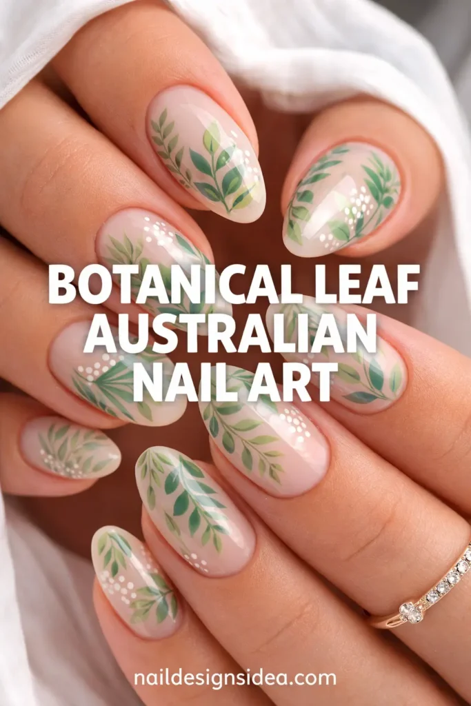 Botanical Leaf Australian Nail Art