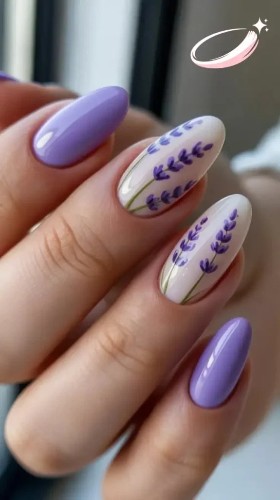 Colorful Easter nail designs with pastel pink, lavender, and mint green nails on short nails.