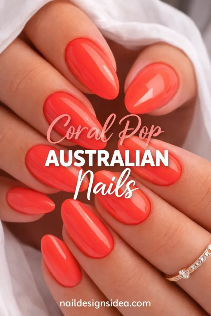Coral Pop Australian Nails