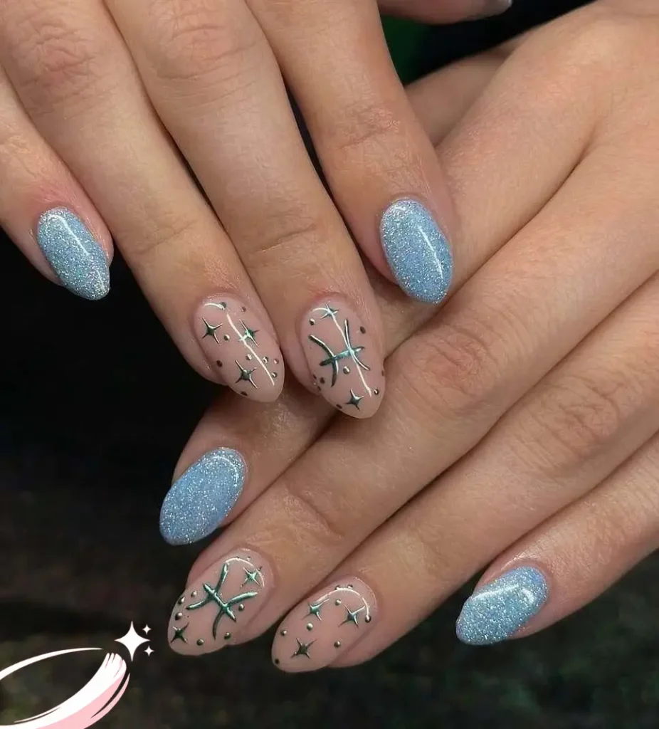 Cute glitter moon nail designs perfect for festive Eid nail inspiration