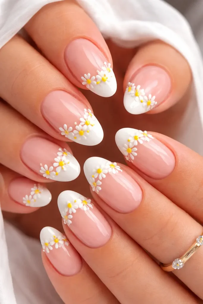 Daisy French Tips Australian Nails
