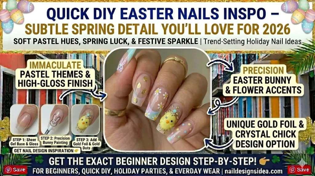 Easter nail art with pastel ombre and subtle glitter accents.