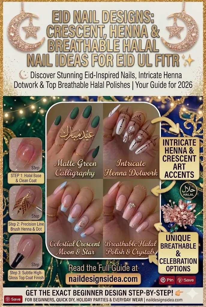 Eid Nail Designs – Crescent, Henna & Breathable Halal Nail Ideas for Eid ul Fitr