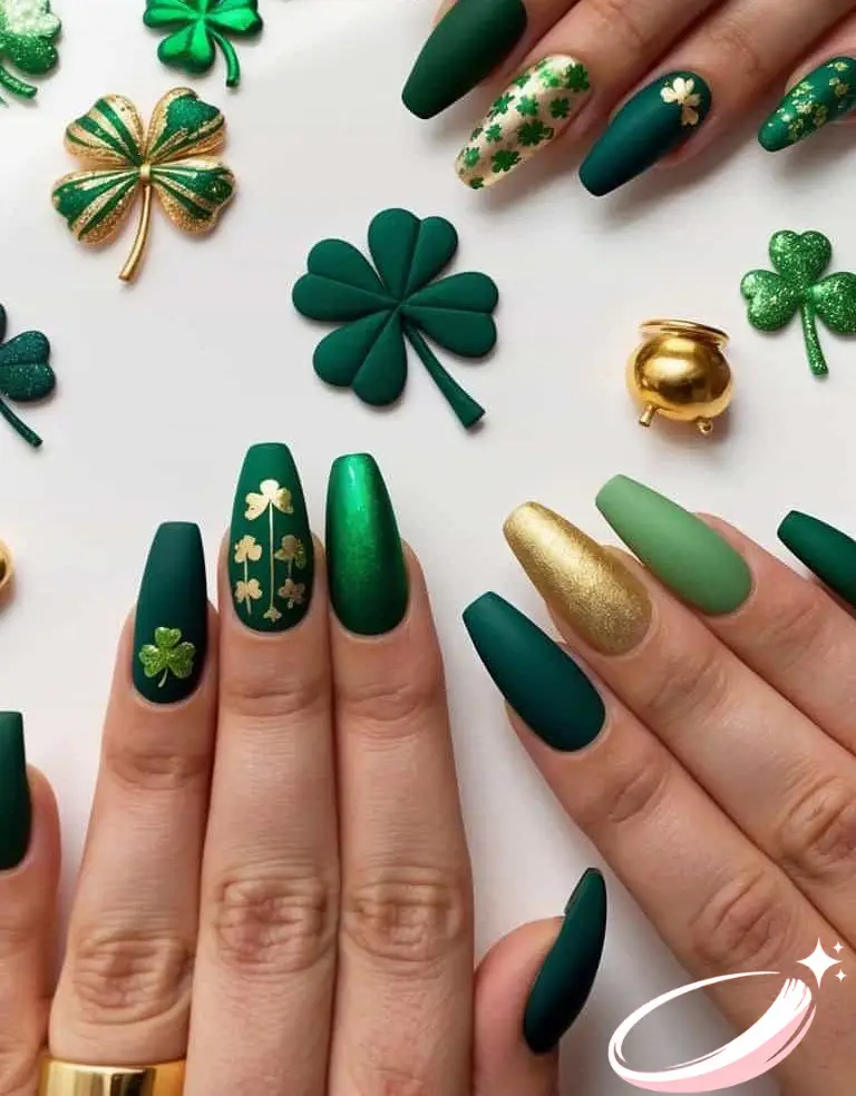 Green to gold ombre manicure for festive St. Patrick’s Day look