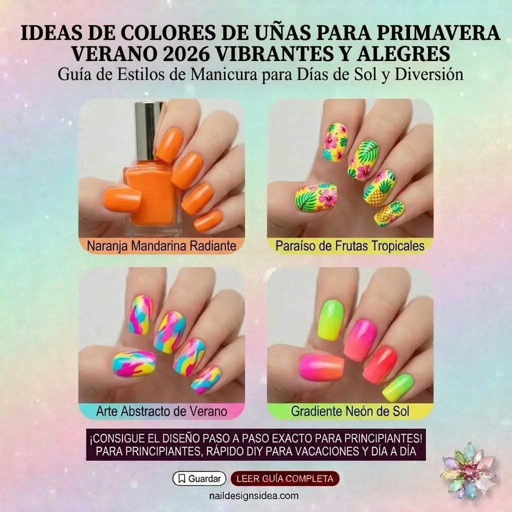 Ideas de colores de uñas para primavera verano 2026 vibrantes y alegres