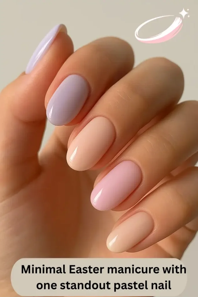 Minimal Easter manicure with one standout pastel nail