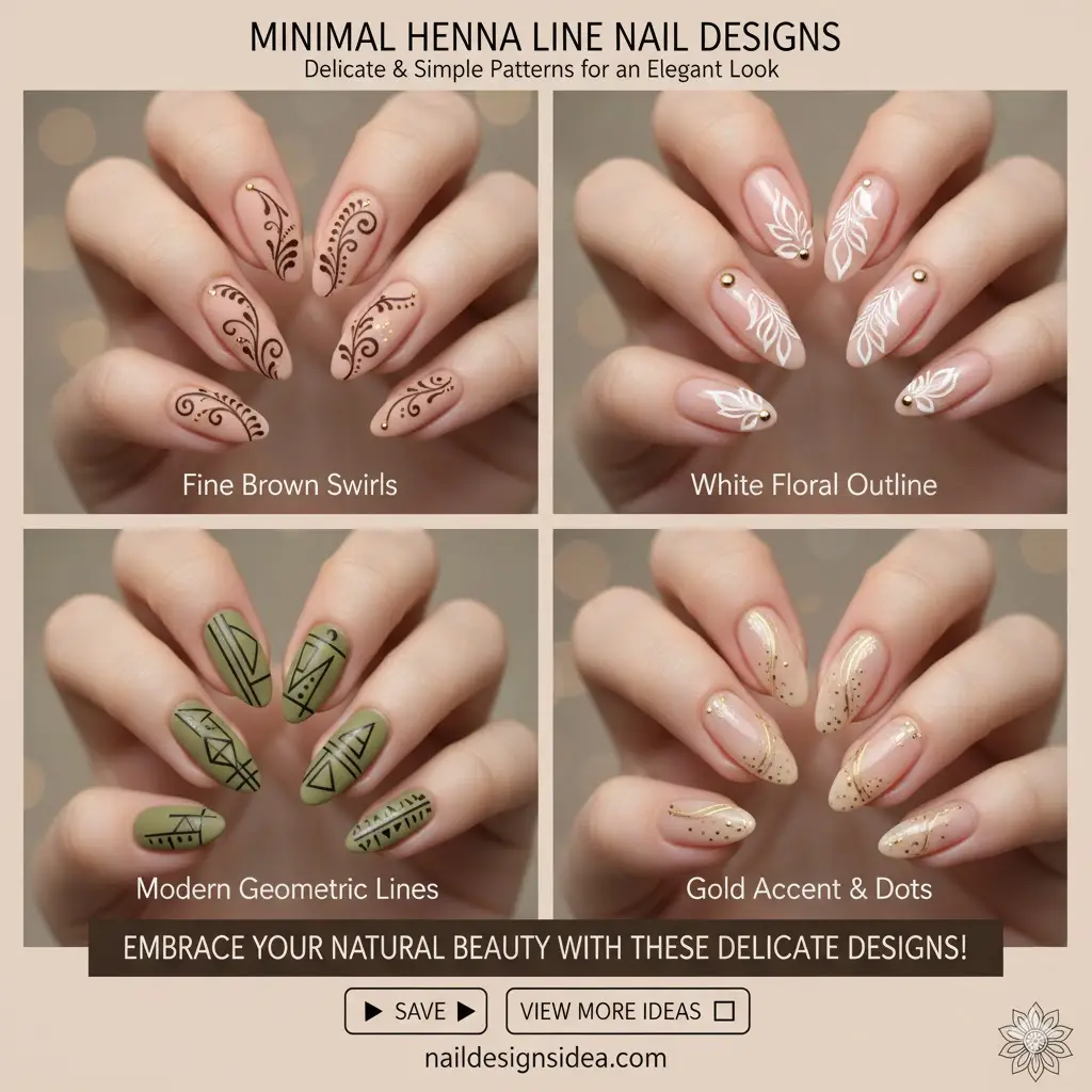 Minimal Henna Line Nail Designs