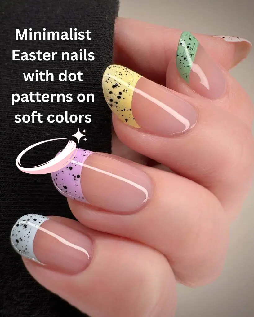 Minimalist Easter nails with dot patterns on soft colors