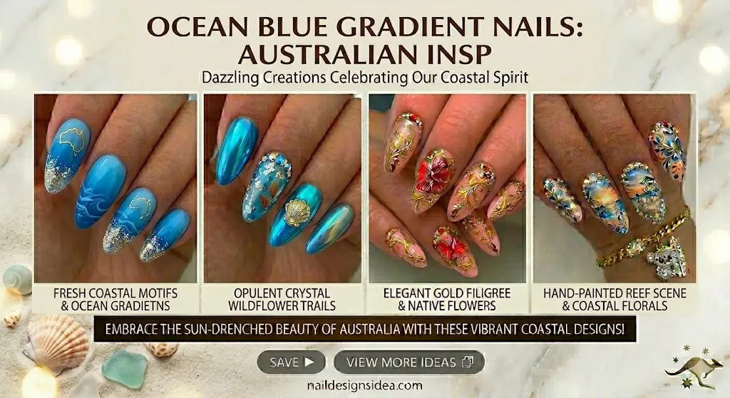 Ocean Blue Gradient Nails