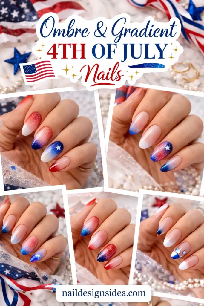 Ombre & Gradient 4th of July Nails