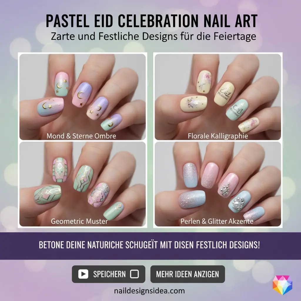 Pastel Eid Celebration Nail Art