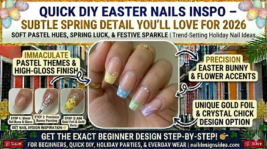 Pastel gradient Easter nails with subtle decorative accents