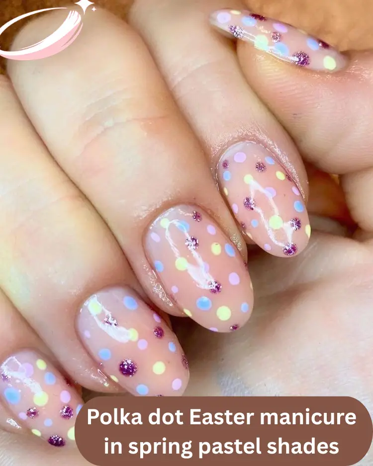 Polka dot Easter manicure in spring pastel shades