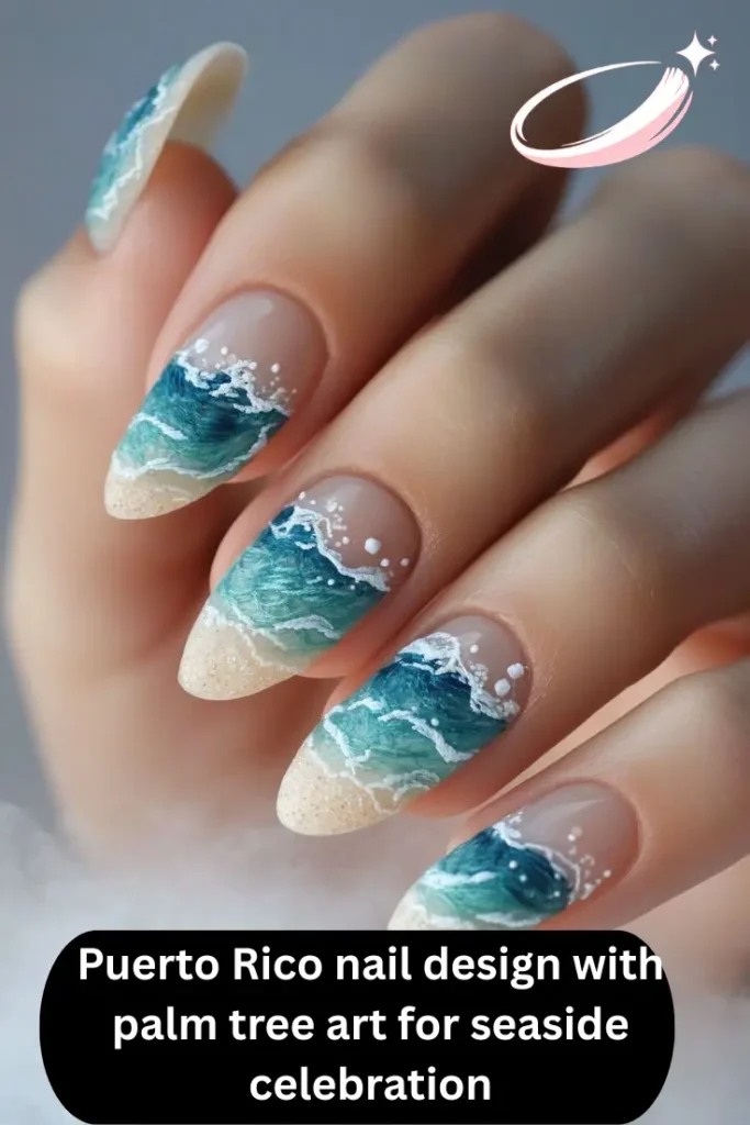 Puerto Rico nail design with palm tree art for seaside celebration