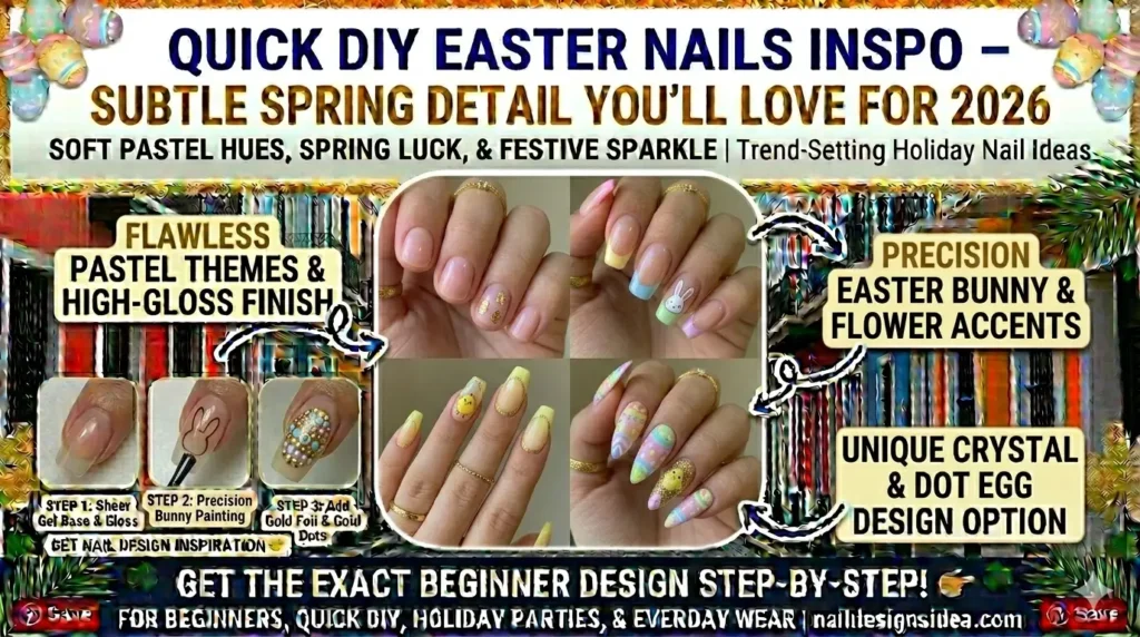 Quick and simple Easter nails in soft spring colors