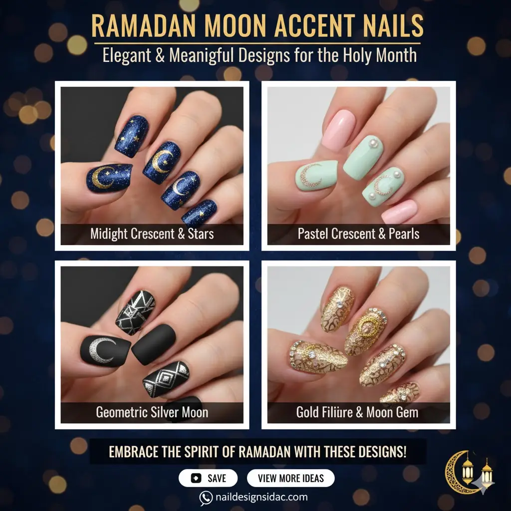 Ramadan Moon Accent Nails